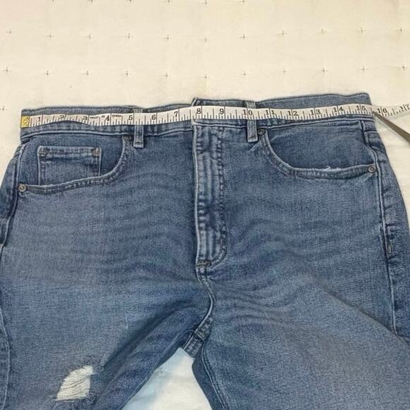 Loft High-Rise Straight Crop Distressed 5-Pocket Jeans Women's 29/8 | Blue Denim - Picture 8 of 11